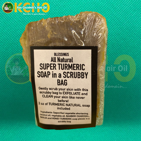 KDC Health All Natural Super Turmeric Soap in a Scrubby Bag